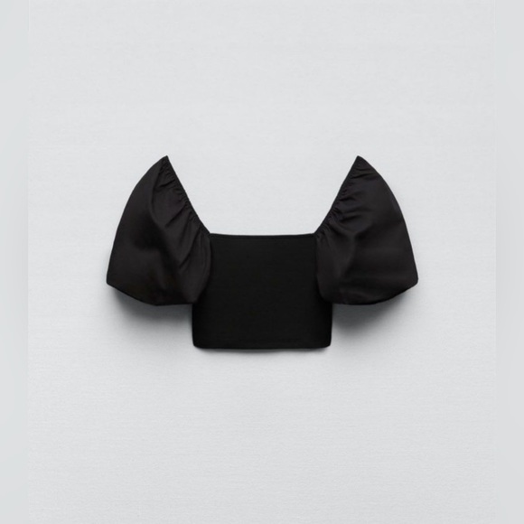 Zara combination puff sleeve crop top - Picture 4 of 4